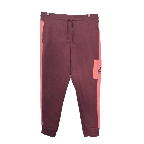 Reebok Pants - Reebok Women's Large Sweatpants Joggers Waist Drawstring Pocket Purple/Pink